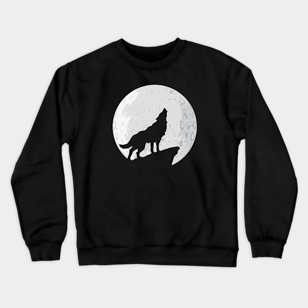 Wolf To The Moon Crewneck Sweatshirt by monolusi